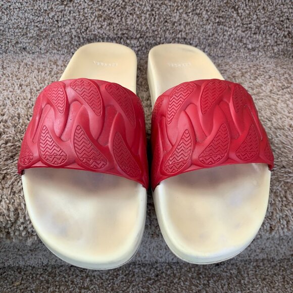 Versace Men's Red Rubber Slides - Picture 4 of 12